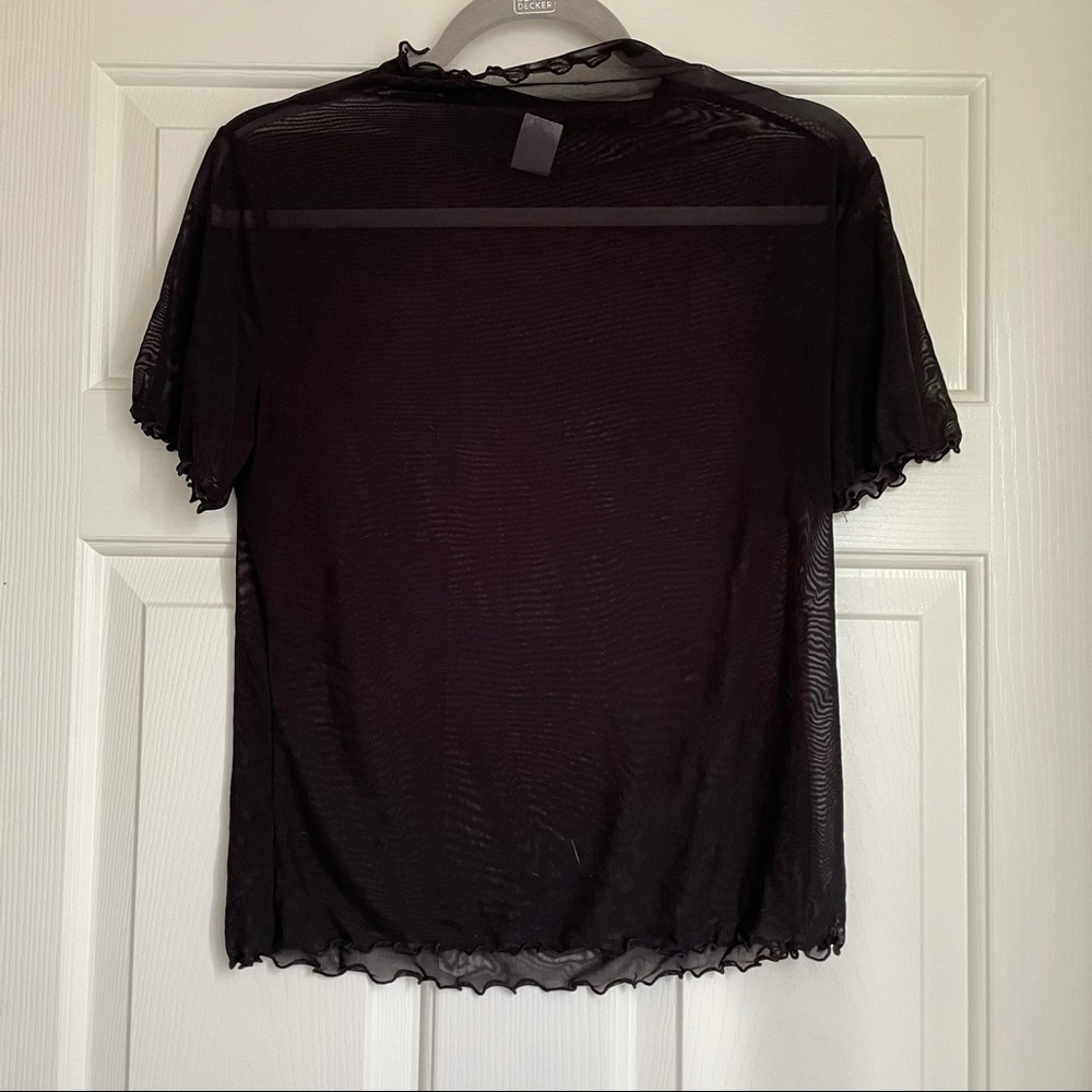 Dolls Kill Goth Sheer Lettuce Edge Crop Top